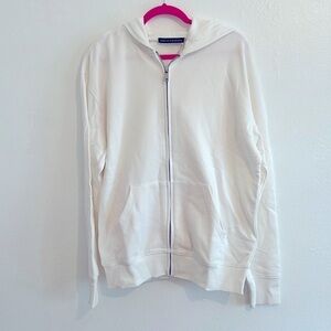 Naked Wardrobe White Ex Boyfriend Long Sleeve Full zip Hoodie Sweatshirt  Size M